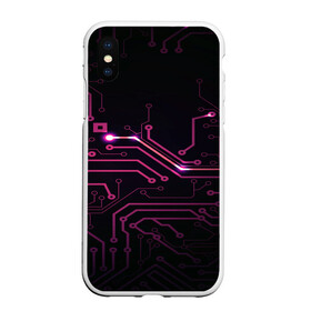 Чехол для iPhone XS Max матовый с принтом Материнская плата в городе Новоалтайск, Силикон | Область печати: задняя сторона чехла, без боковых панелей | кибер | схема | черный