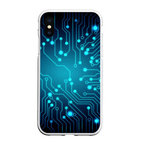 Чехол для iPhone XS Max матовый с принтом SkyNet в городе Новоалтайск, Силикон | Область печати: задняя сторона чехла, без боковых панелей | бирюзовый | кибер | микросхема | яркий
