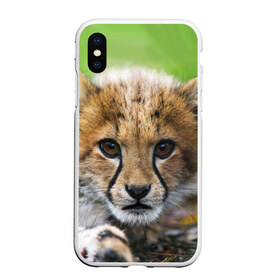 Чехол для iPhone XS Max матовый с принтом Котёнок гепарда в городе Новоалтайск, Силикон | Область печати: задняя сторона чехла, без боковых панелей | Тематика изображения на принте: гепард | дикая кошка | котёнок | кошка | лев | природа | тигр | хищник | ягуар