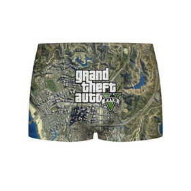 Мужские трусы 3D с принтом GTA 5 в городе Новоалтайск, 50% хлопок, 50% полиэстер | классическая посадка, на поясе мягкая тканевая резинка | auto | grand | gta | theft | гта | карта