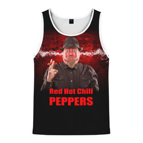 Мужская майка 3D с принтом Red Hot Chili Peppers в городе Новоалтайск, 100% полиэстер | круглая горловина, приталенный силуэт, длина до линии бедра. Пройма и горловина окантованы тонкой бейкой | звезда | красный | кумир | музыка | перец | рок | рок группа | хит