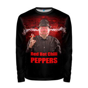 Мужской лонгслив 3D с принтом Red Hot Chili Peppers в городе Новоалтайск, 100% полиэстер | длинные рукава, круглый вырез горловины, полуприлегающий силуэт | Тематика изображения на принте: звезда | красный | кумир | музыка | перец | рок | рок группа | хит