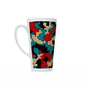 Кружка Латте с принтом Camouflage в городе Новоалтайск, Белая керамика | Объем 480 мл; Высота 150 мм; Диаметр 90 мм | Тематика изображения на принте: камуфляж | пиксельный | разноцветный