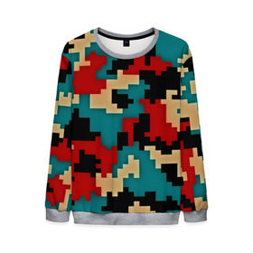 Мужской свитшот 3D с принтом Camouflage в городе Новоалтайск, 100% полиэстер с мягким внутренним слоем | круглый вырез горловины, мягкая резинка на манжетах и поясе, свободная посадка по фигуре | камуфляж | пиксельный | разноцветный