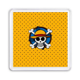 Магнит 55*55 с принтом One Pirate в городе Новоалтайск, Пластик | Размер: 65*65 мм; Размер печати: 55*55 мм | bone | jack | luffy | ocean | one piece | pirate | sea | skull | treasure | большой куш | брук | джек | клад | луффи | море | нами | океан | пират | робин | санджи | сокровище | флаг | франки | череп