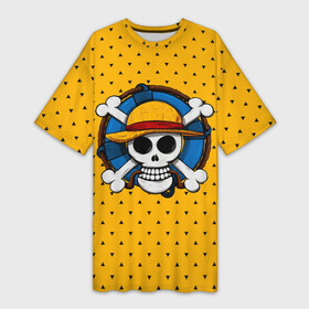 Платье-футболка 3D с принтом One Pirate в городе Новоалтайск,  |  | bone | jack | luffy | ocean | one piece | pirate | sea | skull | treasure | большой куш | брук | джек | клад | луффи | море | нами | океан | пират | робин | санджи | сокровище | флаг | франки | череп