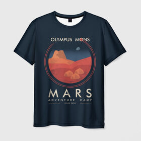 Мужская футболка 3D с принтом Mars Adventure Camp в городе Новоалтайск, 100% полиэфир | прямой крой, круглый вырез горловины, длина до линии бедер | cosmos | earth | galaxy | mars | moon | planet | space | stars | вселенная | галактика | звезды | земля | космос | луна | марс | планета