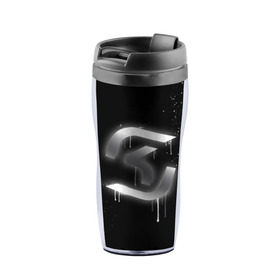 Термокружка-непроливайка с принтом cs:go - SK Gaming (Black collection) в городе Новоалтайск, внутренняя часть — пищевой пластик, наружная часть — прозрачный пластик, между ними — полиграфическая вставка с рисунком | объем — 350 мл, герметичная крышка | Тематика изображения на принте: cs | csgo | sk | го | кс | ск