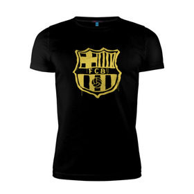 Мужская футболка премиум с принтом FC Barcelona - Yellow Paint (Оригинальный стиль,рисунок краской) в городе Новоалтайск, 92% хлопок, 8% лайкра | приталенный силуэт, круглый вырез ворота, длина до линии бедра, короткий рукав | barca | barcelona | fcb | барселона | футбол