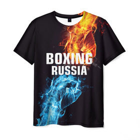 Мужская футболка 3D с принтом Boxing Russia в городе Новоалтайск, 100% полиэфир | прямой крой, круглый вырез горловины, длина до линии бедер | boxing | boxing russia | russia | бокс | единоборства | россия | спорт