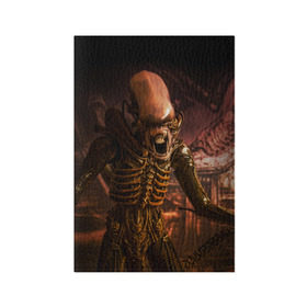 Обложка для паспорта матовая кожа с принтом Alien в городе Новоалтайск, натуральная матовая кожа | размер 19,3 х 13,7 см; прозрачные пластиковые крепления | alien | блокбастер. монстр | боевик | кино | кинофильм | скелет | чужой