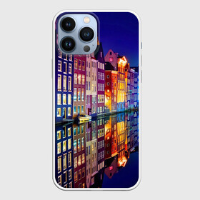 Чехол для iPhone 13 Pro Max с принтом Амстердама, Нидерланды в городе Новоалтайск,  |  | Тематика изображения на принте: amsterdam | boat | bright | color | lights | night | pier | rainbow | reflection | the city | the netherlands | the strait | water | амстердама | вода | город | лодка | нидерланды | ночь | огни | отражение | причал | пролив | радуга | цвет | яркий