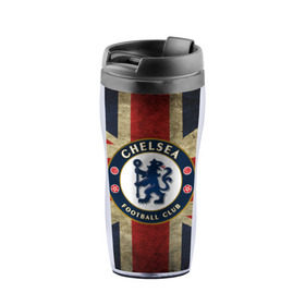 Термокружка-непроливайка с принтом Chelsea №1! в городе Новоалтайск, внутренняя часть — пищевой пластик, наружная часть — прозрачный пластик, между ними — полиграфическая вставка с рисунком | объем — 350 мл, герметичная крышка | Тематика изображения на принте: британский флаг | челси | эмблема