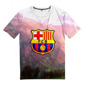 Мужская футболка 3D с принтом Барселона в городе Новоалтайск, 100% полиэфир | прямой крой, круглый вырез горловины, длина до линии бедер | барселона