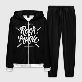 Мужской костюм 3D с принтом Rock Music в городе Новоалтайск, 100% полиэстер | Манжеты и пояс оформлены тканевой резинкой, двухслойный капюшон со шнурком для регулировки, карманы спереди | alternative | band | metal | music | nickelback | rock | альтернатива | барабан | гитара | инструмент | метал | музыка | найклбэк | нирвана | рок
