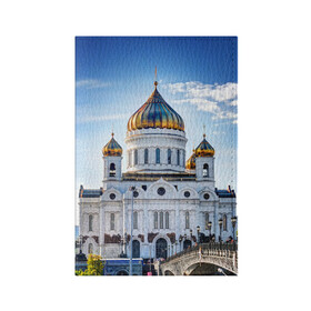 Обложка для паспорта матовая кожа с принтом Москва в городе Новоалтайск, натуральная матовая кожа | размер 19,3 х 13,7 см; прозрачные пластиковые крепления | architecture | bridge | capital | christ the savior cathedral | clouds | moscow | russia | sky | архитектура | москва | мост | небо | облака | россия | столица | храм христа спасителя