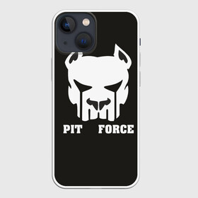 Чехол для iPhone 13 mini с принтом Pit Force в городе Новоалтайск,  |  | pit force | белый | боец | друг человека | животные | питбуль | порода | собака | цвет | чёрный