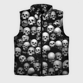 Мужской жилет утепленный 3D с принтом Черепа в городе Новоалтайск,  |  | background | black | death | skeletons | skull | скелеты | фон | черепа | черный