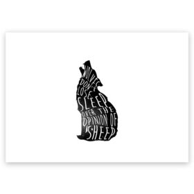 Поздравительная открытка с принтом Wolves Dont Lose Sleep в городе Новоалтайск, 100% бумага | плотность бумаги 280 г/м2, матовая, на обратной стороне линовка и место для марки
 | animal | beast | moon | night | rage | roar | wolf | вой | волк | волчица | животное | зверь | луна | ночь | рык | ярость