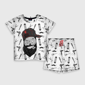 Детский костюм с шортами 3D с принтом БЛЭКБАРБЕР в городе Новоалтайск,  |  | аловацкий | блэкбарбер | опаска | фон