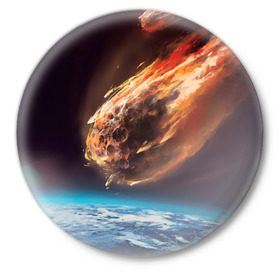 Значок с принтом Метеоритный дождь в городе Новоалтайск,  металл | круглая форма, металлическая застежка в виде булавки | дождь | звезда | космос | метеорит | небо