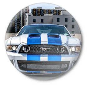 Значок с принтом Ford Shelby в городе Новоалтайск,  металл | круглая форма, металлическая застежка в виде булавки | ford | mustang | shelby | авто | автомобили | машины | новинки | полоски | фары | форд