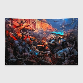 Флаг-баннер с принтом Warhammer в городе Новоалтайск, 100% полиэстер | размер 67 х 109 см, плотность ткани — 95 г/м2; по краям флага есть четыре люверса для крепления | blood angels | space marine | warhammer 40k | wh40k | броня | воина | воины | солдаты