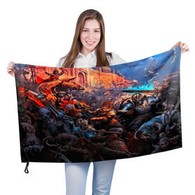 Флаг 3D с принтом Warhammer в городе Новоалтайск, 100% полиэстер | плотность ткани — 95 г/м2, размер — 67 х 109 см. Принт наносится с одной стороны | blood angels | space marine | warhammer 40k | wh40k | броня | воина | воины | солдаты