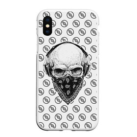 Чехол для iPhone XS Max матовый с принтом Череп в наушниках в городе Новоалтайск, Силикон | Область печати: задняя сторона чехла, без боковых панелей | bone | death | hard | metal | music | rap | rock | skelet | skull | sound | гангстер | готика | звук | кости | меломан | метал | музыка | рок | рэп | скелет | тьма | тяжесть | череп