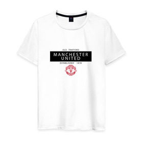 Мужская футболка хлопок с принтом Manchester United - Established 1878 (чёрный) в городе Новоалтайск, 100% хлопок | прямой крой, круглый вырез горловины, длина до линии бедер, слегка спущенное плечо. | Тематика изображения на принте: manchester united | манчестер юнайтед | футбол