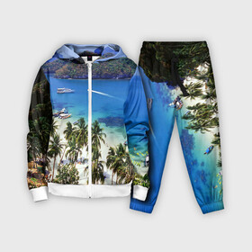 Детский костюм 3D с принтом Таиланд в городе Новоалтайск,  |  | beach | clouds | islands | palm trees | people | sand | sea | ships | sky | thailand | tourism | корабли | люди | море | небо | облака | острова | пальмы | песок | пляж | таиланд | туризм