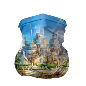 Бандана-труба 3D с принтом Фэнтези в городе Новоалтайск, 100% полиэстер, ткань с особыми свойствами — Activecool | плотность 150‒180 г/м2; хорошо тянется, но сохраняет форму | Тематика изображения на принте: art | clouds | fantasy | flying | flying in the sky | painting | ship | town | в небе | город | искусство | картина | корабль | летит | летучий | облака | фэнтези