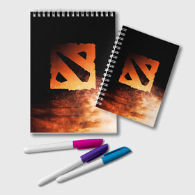 Блокнот с принтом Dota 2 в городе Новоалтайск, 100% бумага | 48 листов, плотность листов — 60 г/м2, плотность картонной обложки — 250 г/м2. Листы скреплены удобной пружинной спиралью. Цвет линий — светло-серый
 | art | dota | logo | дота 2 | живопись | игра | игрок | краски | логотип