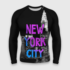 Мужской рашгард 3D с принтом Нью Йорк в городе Новоалтайск,  |  | america | capital | city | lights | new york | night | skyscrapers | tourism | usa | америка | город | ночь | нью йорк | огни | столица | сша | туризм