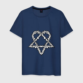 Мужская футболка хлопок с принтом HIM. Heartagram в городе Новоалтайск, 100% хлопок | прямой крой, круглый вырез горловины, длина до линии бедер, слегка спущенное плечо. | heartagram | him | love metal | rock | ville valo | вилле вало