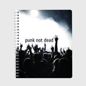 Тетрадь с принтом Punk not dead в городе Новоалтайск, 100% бумага | 48 листов, плотность листов — 60 г/м2, плотность картонной обложки — 250 г/м2. Листы скреплены сбоку удобной пружинной спиралью. Уголки страниц и обложки скругленные. Цвет линий — светло-серый
 | punk not dead | бит | группа | драйв | дым | зал | концерт | музыка | надпись | панк | панк не умрет | панки | рок | слова | танцы | туман | тусовка | фраза | хой