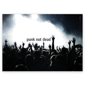 Поздравительная открытка с принтом Punk not dead в городе Новоалтайск, 100% бумага | плотность бумаги 280 г/м2, матовая, на обратной стороне линовка и место для марки
 | Тематика изображения на принте: punk not dead | бит | группа | драйв | дым | зал | концерт | музыка | надпись | панк | панк не умрет | панки | рок | слова | танцы | туман | тусовка | фраза | хой