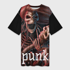 Платье-футболка 3D с принтом Punk в городе Новоалтайск,  |  | punk not dead | английский | бит | весло | гитара | группа | драйв | дым | зал | концерт | крик | музыка | надпись | панк | панк не умрет | панки | рок | скелет | слова | стах | танцы | туман | тусовка | фраза | хой