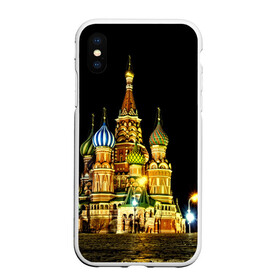 Чехол для iPhone XS Max матовый с принтом Москва в городе Новоалтайск, Силикон | Область печати: задняя сторона чехла, без боковых панелей | Тематика изображения на принте: kremlin | moscow | russia | город | кремль | москва | ночь | огни | река