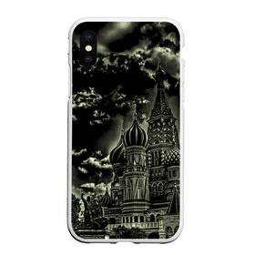 Чехол для iPhone XS Max матовый с принтом Москва в городе Новоалтайск, Силикон | Область печати: задняя сторона чехла, без боковых панелей | Тематика изображения на принте: кремль | ночь | пейзаж