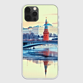 Чехол для iPhone 12 Pro с принтом Река Москва в городе Новоалтайск, силикон | область печати: задняя сторона чехла, без боковых панелей | kremlin | moscow | russia | город | кремль | москва | ночь | огни | река