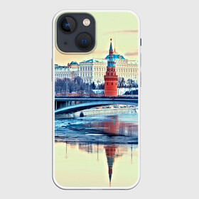Чехол для iPhone 13 mini с принтом Река Москва в городе Новоалтайск,  |  | kremlin | moscow | russia | город | кремль | москва | ночь | огни | река