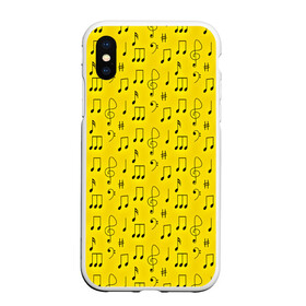 Чехол для iPhone XS Max матовый с принтом Ноты в городе Новоалтайск, Силикон | Область печати: задняя сторона чехла, без боковых панелей | Тематика изображения на принте: желтый | музыка