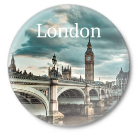 Значок с принтом London в городе Новоалтайск,  металл | круглая форма, металлическая застежка в виде булавки | england | london | vjcn. биг бен | англия | британия | великобритания | владычица морей | город | гостеприимный | дождей | клевый | красивый | лилия | лондон | на темзе | окна | прикольный | столица | тауэр