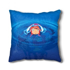 Подушка 3D с принтом Ponyo в городе Новоалтайск, наволочка – 100% полиэстер, наполнитель – холлофайбер (легкий наполнитель, не вызывает аллергию). | состоит из подушки и наволочки. Наволочка на молнии, легко снимается для стирки | anime | ponyo | аниме | миядзаки | поньо