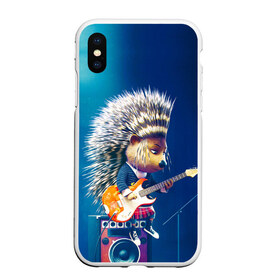 Чехол для iPhone XS Max матовый с принтом Животный рок в городе Новоалтайск, Силикон | Область печати: задняя сторона чехла, без боковых панелей | бас | гитара | дикобраз | еж | ежик | колонки | музыка | рок