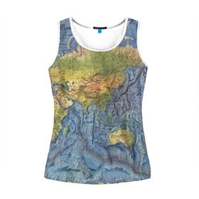 Женская майка 3D с принтом Карта в городе Новоалтайск, 100% полиэстер | круглая горловина, прямой силуэт, длина до линии бедра | география | земля | мир
