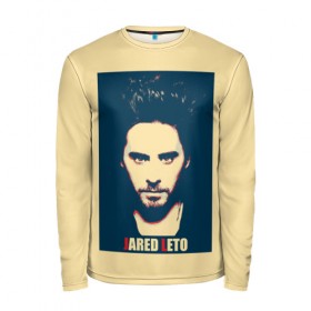 Мужской лонгслив 3D с принтом Jared Leto в городе Новоалтайск, 100% полиэстер | длинные рукава, круглый вырез горловины, полуприлегающий силуэт | Тематика изображения на принте: 30 seconds to mars | 30 секунд до марса | jared leto | shannon | tomo | джаред лето