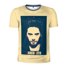 Мужская футболка 3D спортивная с принтом Jared Leto в городе Новоалтайск, 100% полиэстер с улучшенными характеристиками | приталенный силуэт, круглая горловина, широкие плечи, сужается к линии бедра | Тематика изображения на принте: 30 seconds to mars | 30 секунд до марса | jared leto | shannon | tomo | джаред лето