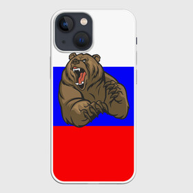 Чехол для iPhone 13 mini с принтом Медведь в городе Новоалтайск,  |  | медведь | триколор | я русский